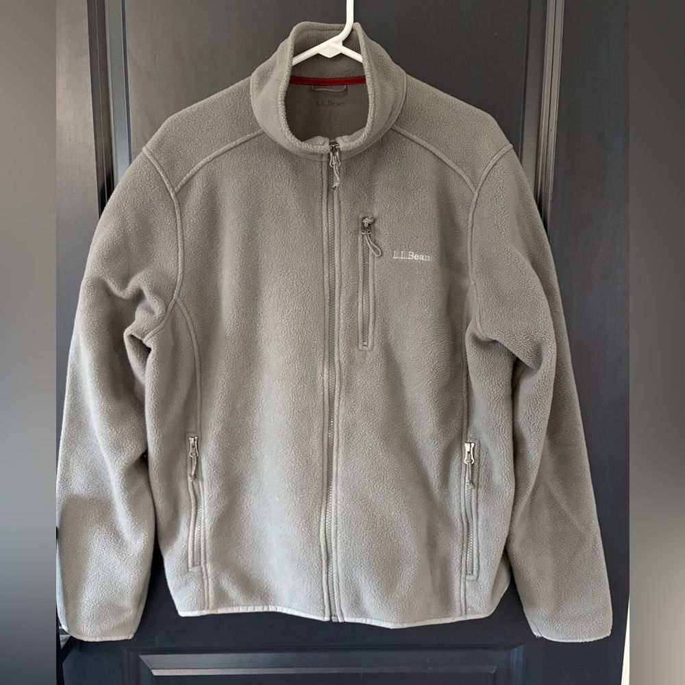 LL Bean Fleece Full Zip Jacket Mens Large Gray  Gorpcore